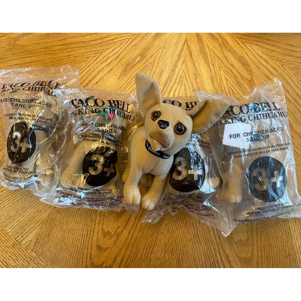 Taco Bell Talking Chihuahua Plush Toy Lot Applause Tan Vintage 90s Gidget NIP